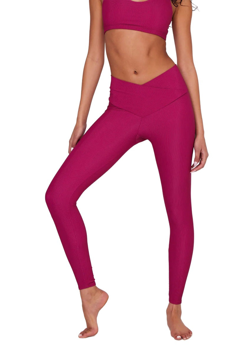 Onzie Flow V Front High Rise Legging 2299 - Boysenberry - Front View