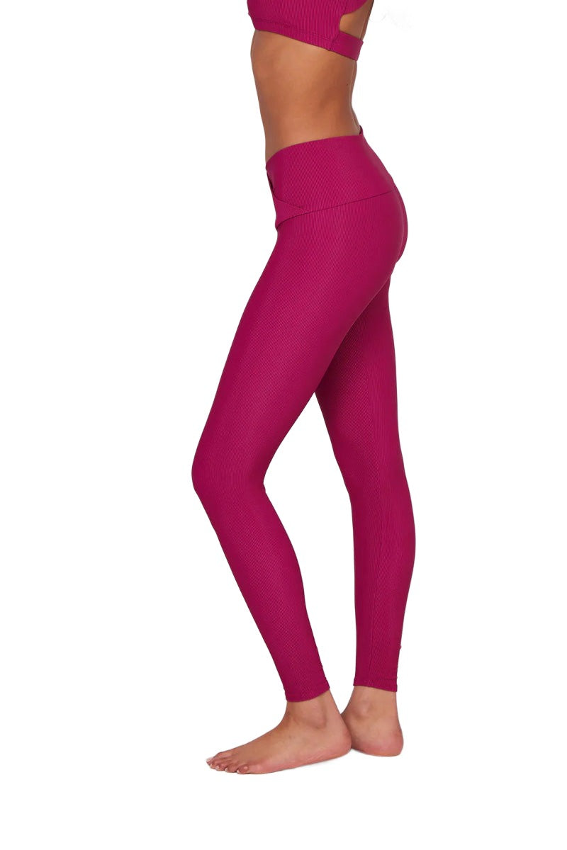Onzie Flow V Front High Rise Legging 2299 - Boysenberry - Side View