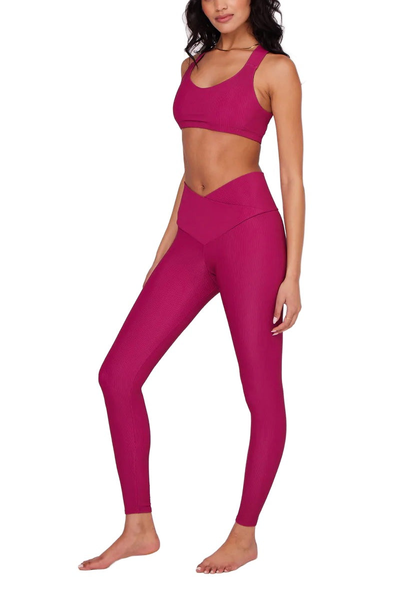 Onzie Flow V Front High Rise Legging 2299 - Boysenberry - Front Full View