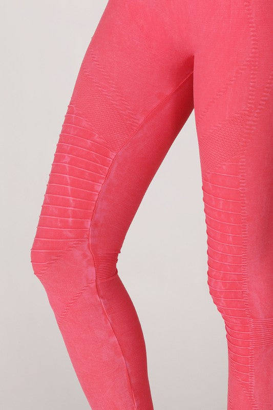 NikiBiki Seamless Leggings with Ribbed Panels - Vintage Hot Pink - Rear View