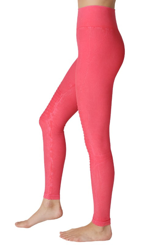 NikiBiki Seamless Leggings with Ribbed Panels - Vintage Hot Pink - Side View
