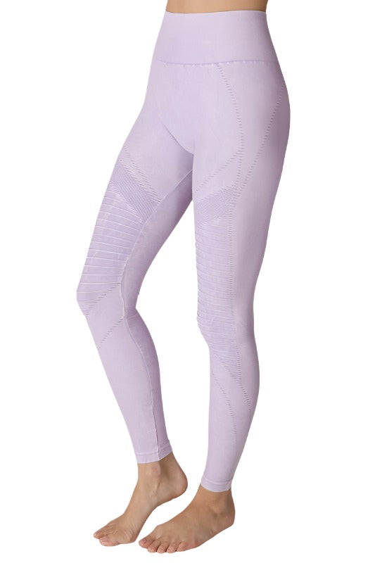 NikiBiki Seamless Leggings with Ribbed Panels - Vintage Lavender - Side View