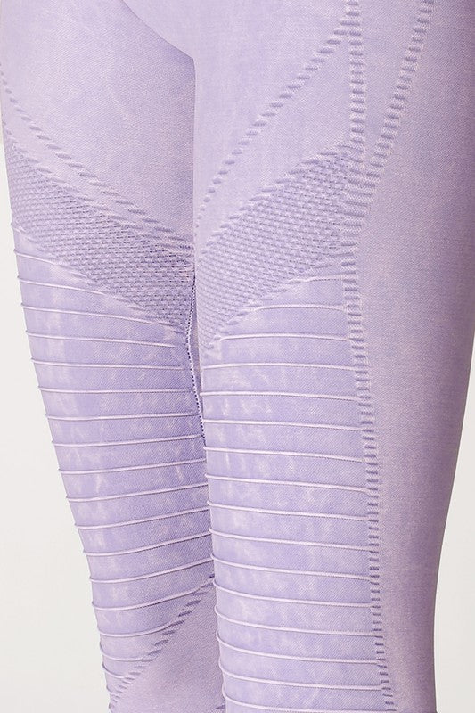 NikiBiki Seamless Leggings with Ribbed Panels - Vintage Lavender - Rear View