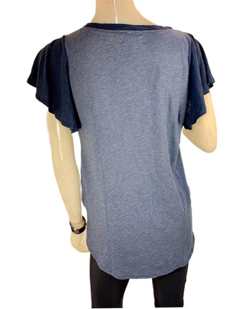 TLA Two Toned Tee With Flutter Sleeve Navy - rear view