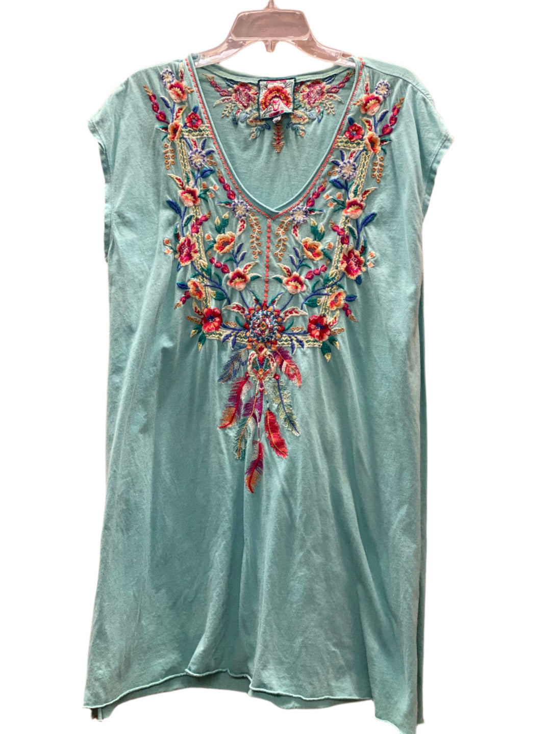 Johnny Was Imani Knit Drape Tank Tunic - Light Blue - Front View