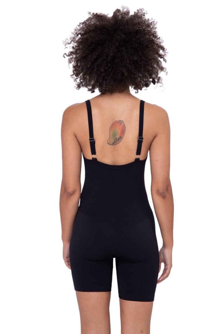 Mono B Sleeveless Micro-Ribbed Unitard KP-B0906 - Black - Back View