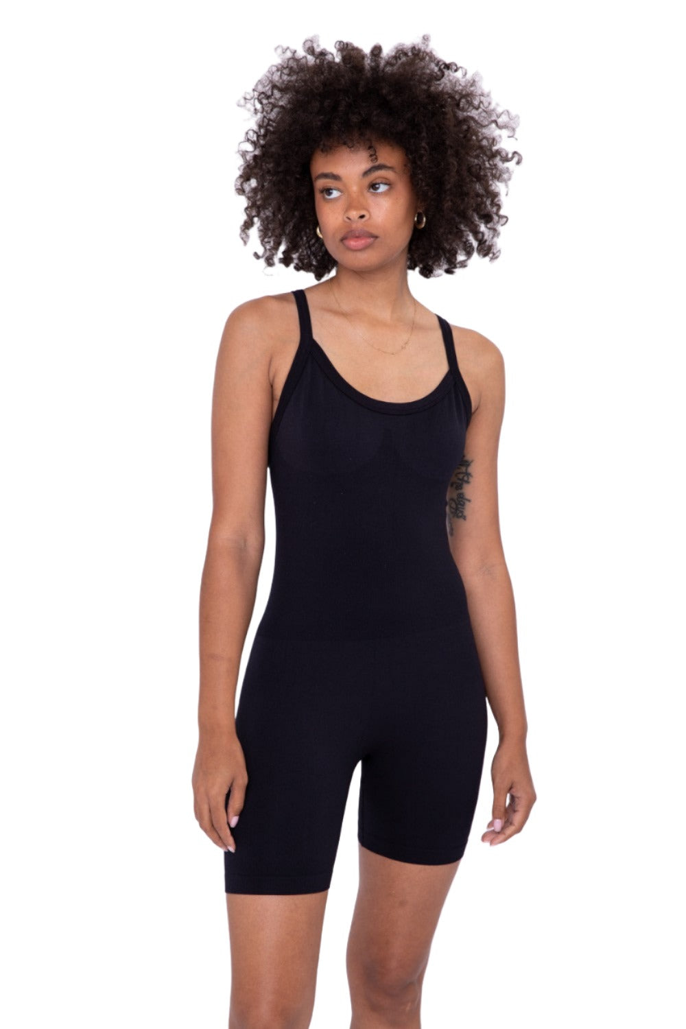 Mono B Sleeveless Micro-Ribbed Unitard KP-B0906 - Black - Front View
