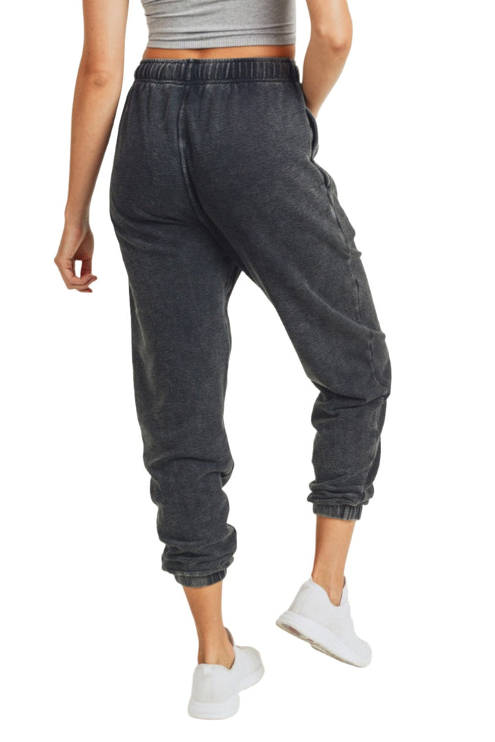 Mono B Mineral Wash Jacquard Joggers KP11618 - Black - rear view