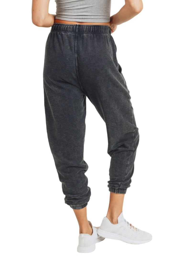 Mono B Mineral Wash Jacquard Joggers KP11618 - Black - rear  alt view