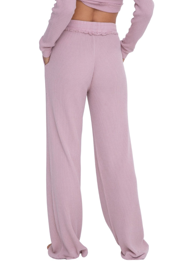 Mono B Distressed Mineral-Washed Pants KP11923 - Dusty Rose - Back View