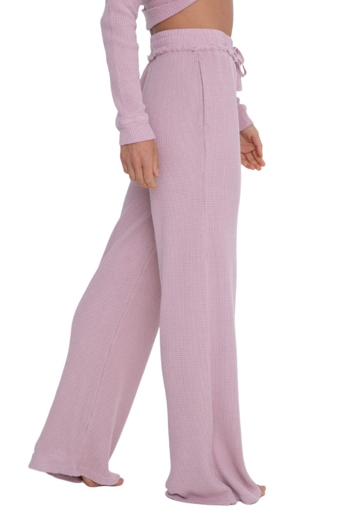 Mono B Distressed Mineral-Washed Pants KP11923 - Dusty Rose - Side View