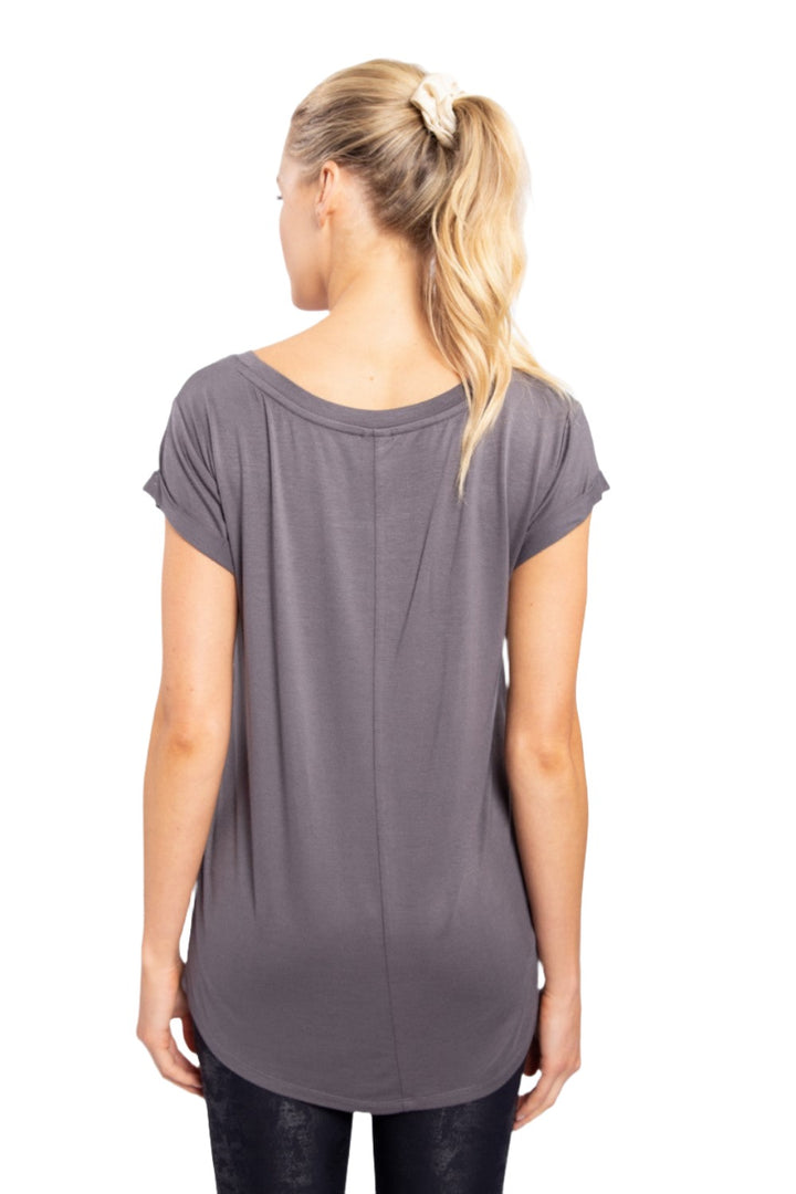 Mono B Round Neck T-Shirt KT10967 and Plus - Ash - Back View