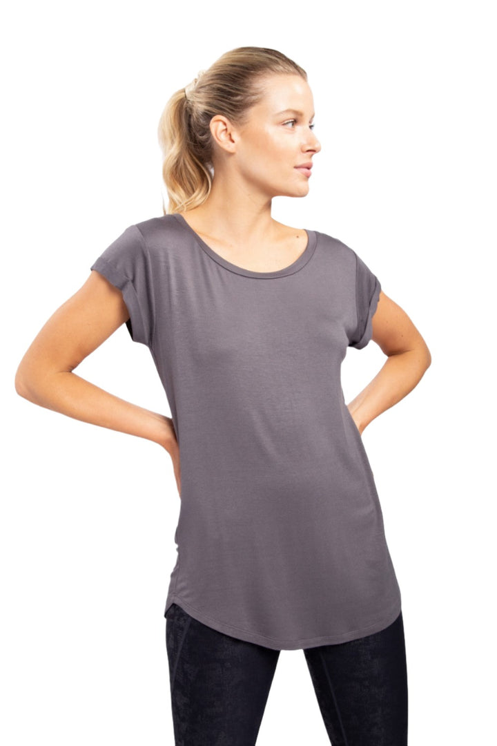 Mono B Round Neck T-Shirt KT10967 and Plus - Ash - Front View