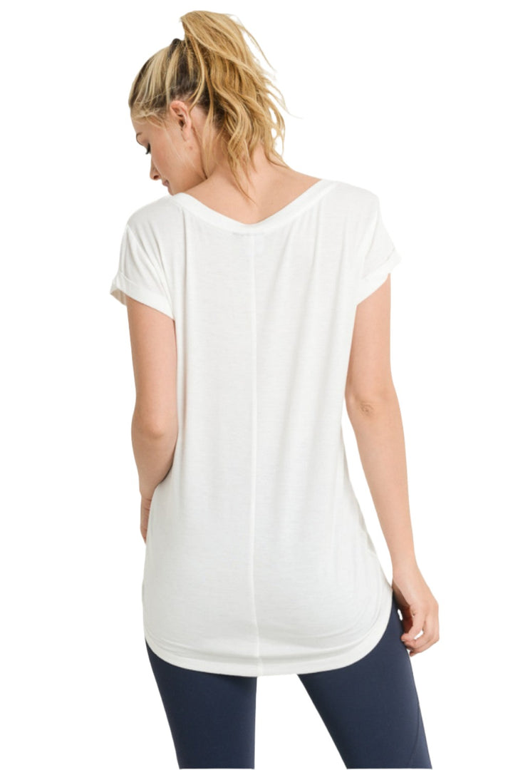 Mono B Round Neck T-Shirt KT10967 and Plus - White - Back View