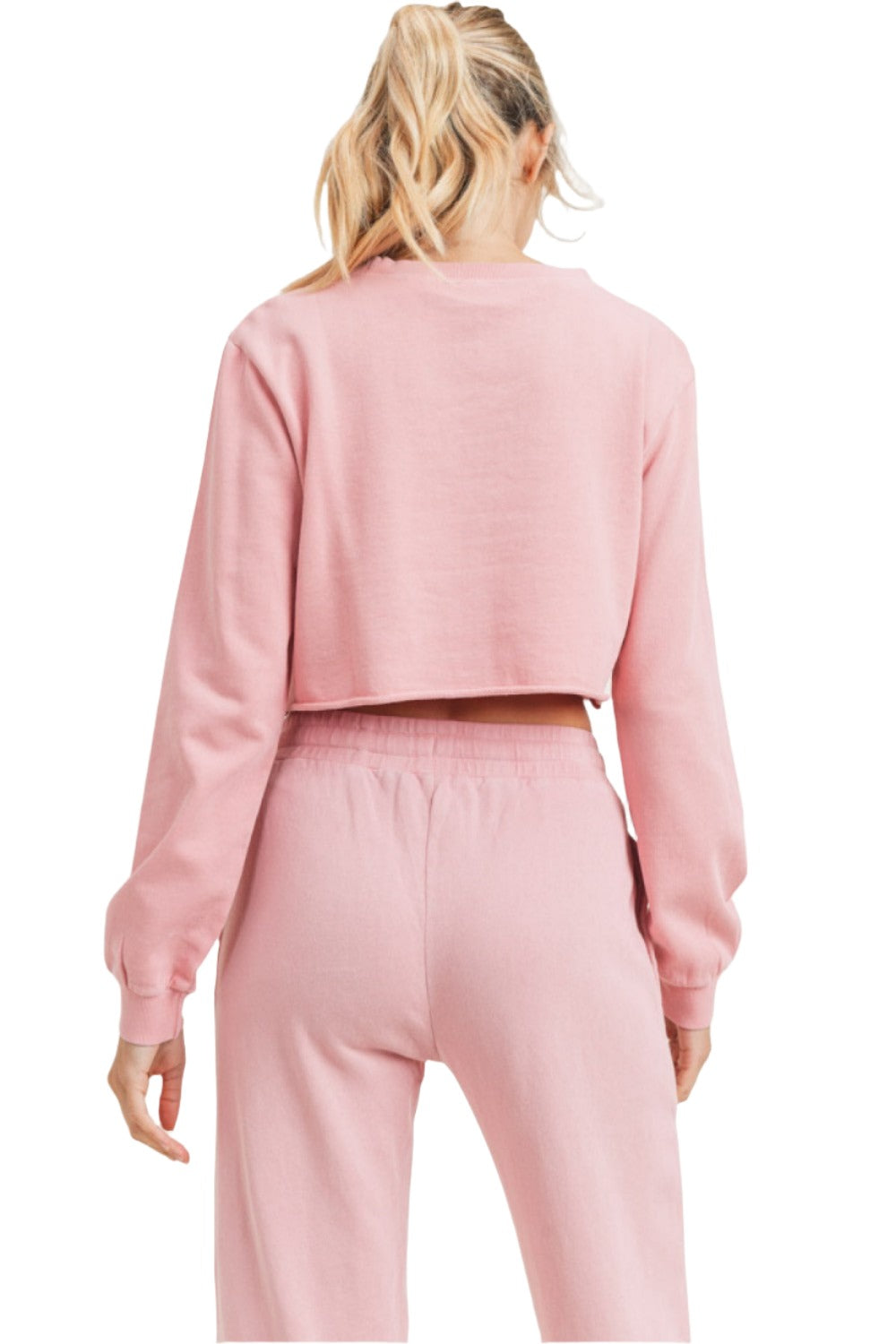 Mono B Triple Stars Terry Cropped Hoodie KT11612 - Pink - Back View