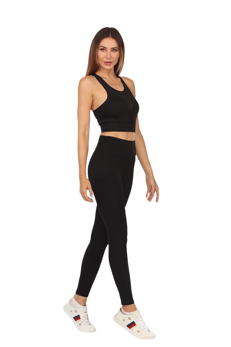 Fitwear Flat Stomach Elastic Waist Legging - Black - Side Full View