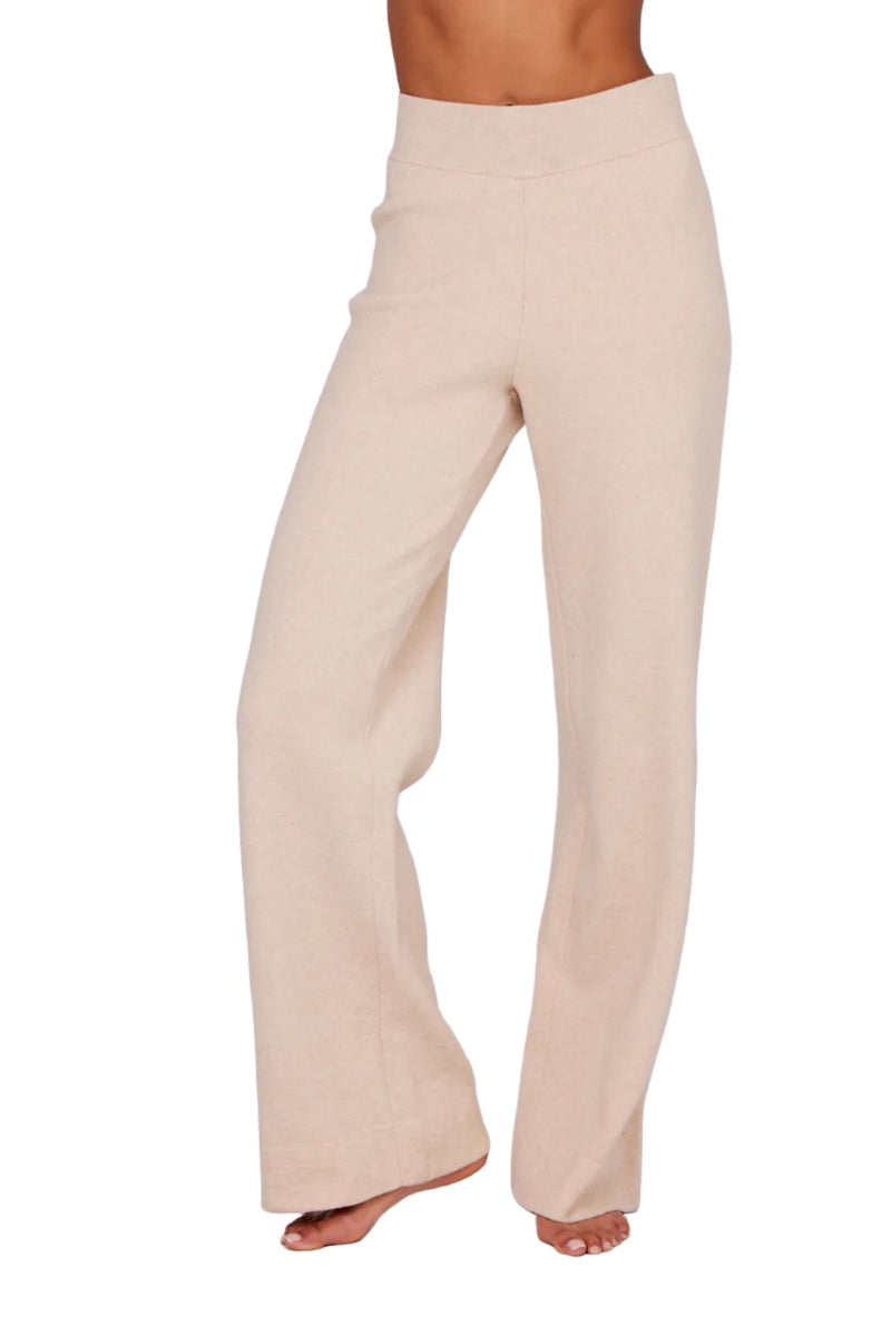 Onzie Knit Wide Leg Lounge Pant 2271 - Oatmeal - Front View