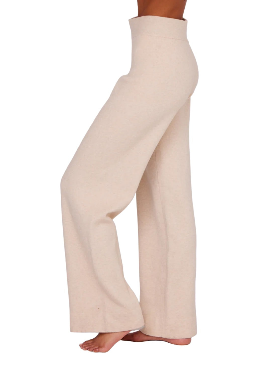 Onzie Knit Wide Leg Lounge Pant 2271 - Oatmeal - Side View