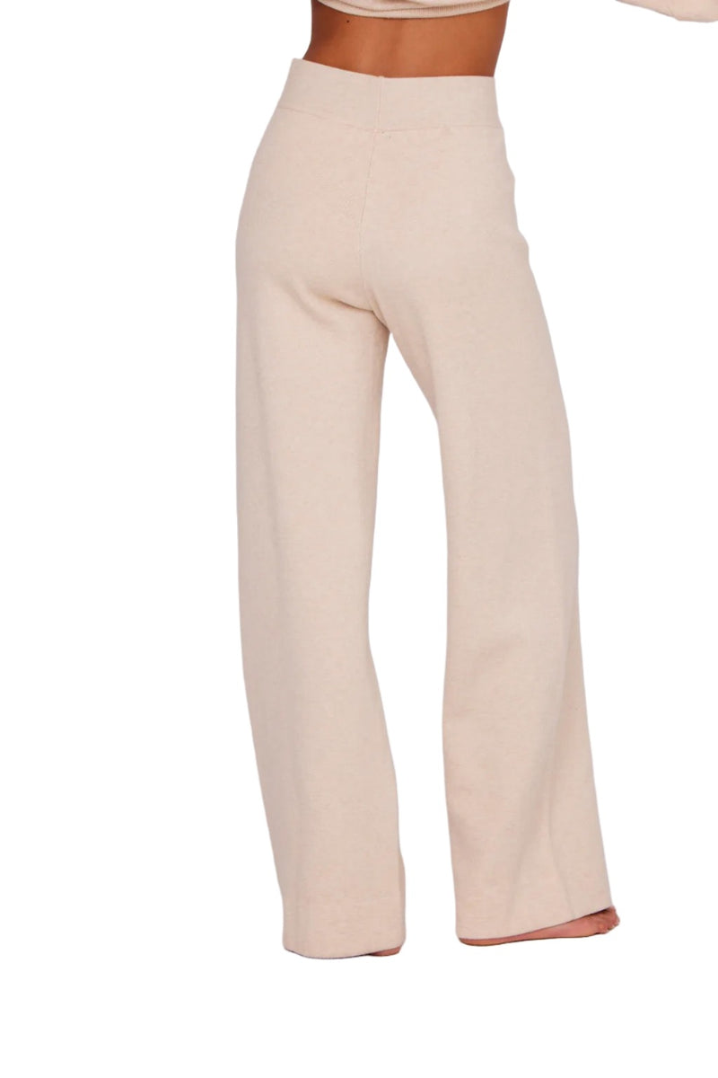 Onzie Knit Wide Leg Lounge Pant 2271 - Oatmeal - Back View