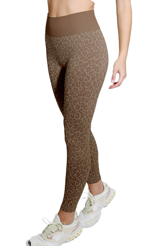 NikiBiki Leopard Seamless Legging - Taupe - Front Side View