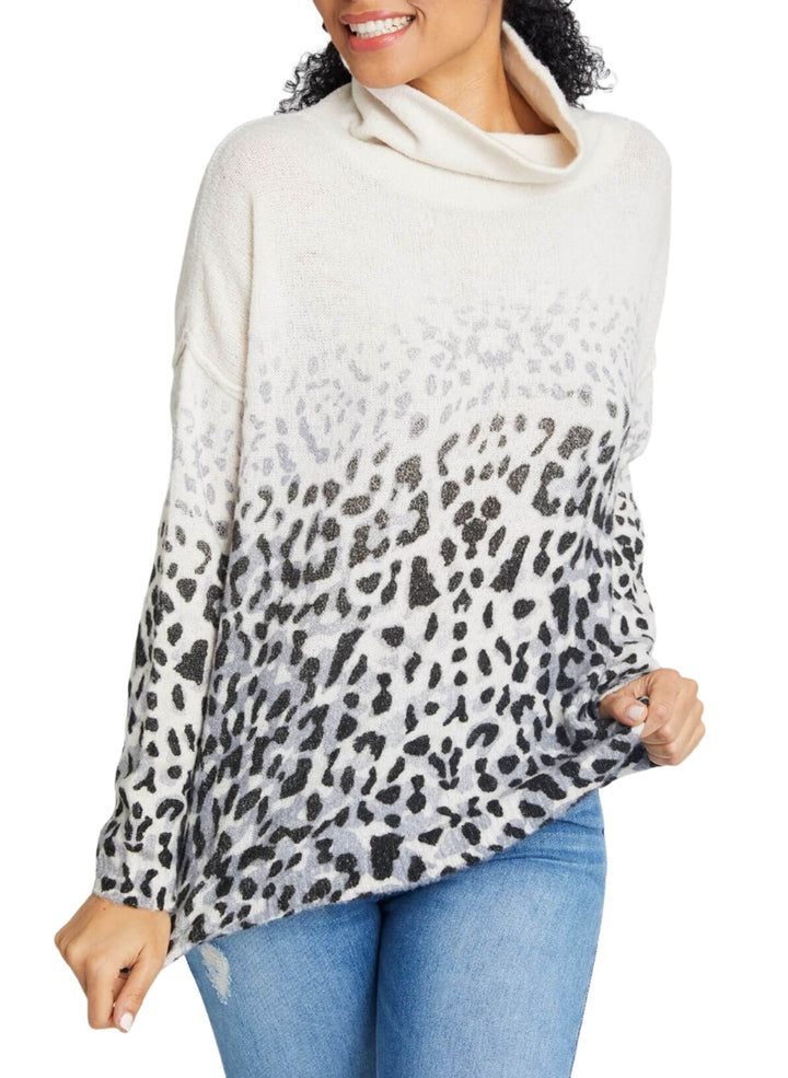 Last Chance! Vintage Havana Faded Leopard Sweater B8710 - Faded Leopard - Front View
