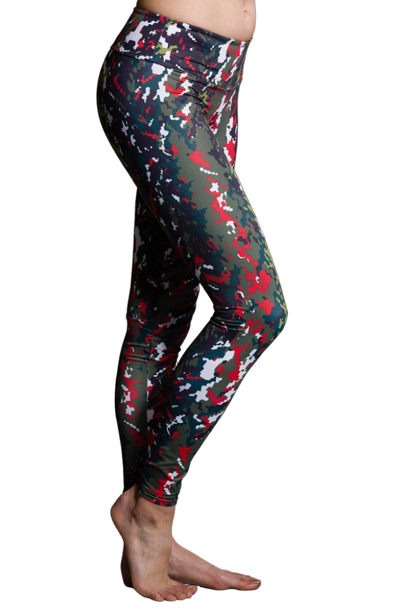 Onzie Hot Yoga Leggings 209 - Red Camo - side view