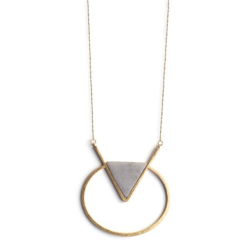 Splendid Iris Round With Grey Inset Necklace N4019 - Silver