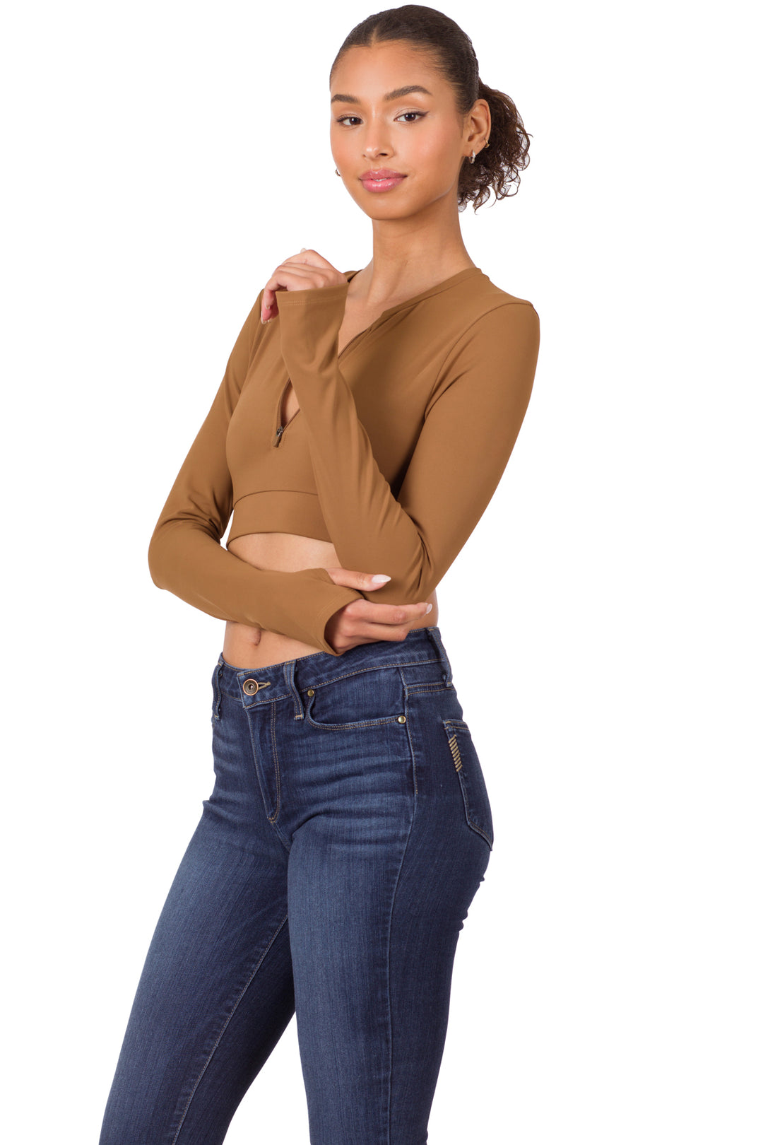 Zenana Athletic Half Zip Crop Top NST-6048A