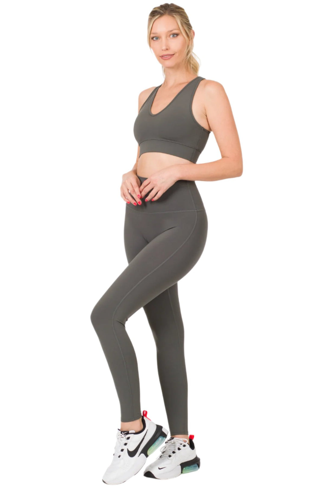 Zenana Athletic Racerback Set - Ash Grey - Side Full View