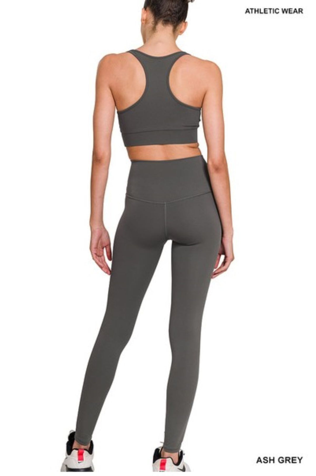 Zenana Athletic Racerback Set - Ash Grey - Back Full View
