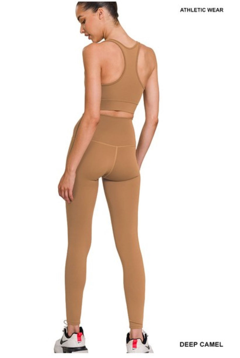Zenana Athletic Racerback Set - Deep Camel - Back Full View