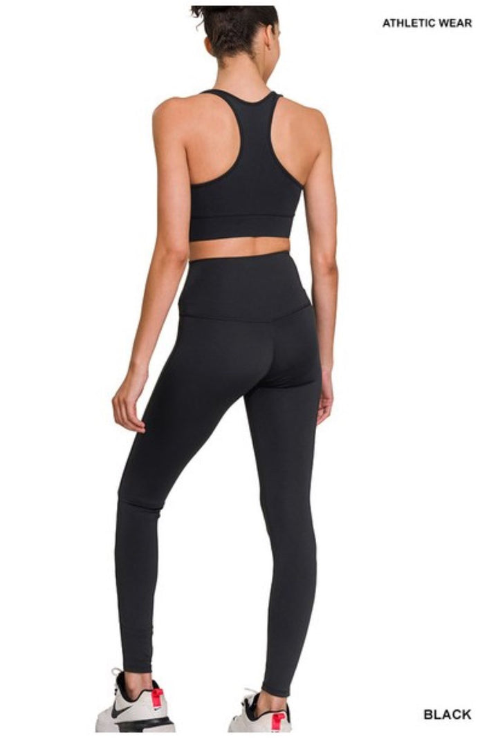 Zenana Athletic Racerback Set - Black - Back Side Full View