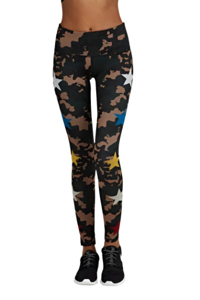Noli Yoga Combat Legging - Green Camo  - front view