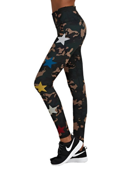 Noli Yoga Combat Legging - Green Camo  - side view