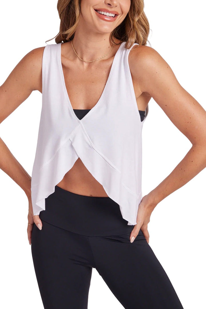 Onzie Flow Yoga Om Tank Top 3829- White - Front View