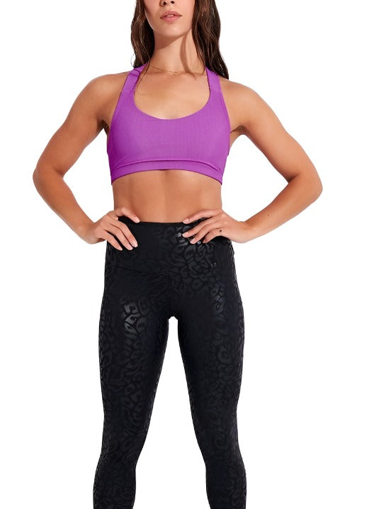 Onzie Hot Yoga Half Moon Bra 3700 - Violet Rib - front view