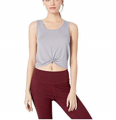 Onzie Hot Yoga Knot Crop Top 3050 - Sand - front view