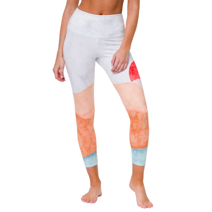 Onzie Sustainable Soul Graphic High Rise Midi Legging 2246 - White Hero - Front View