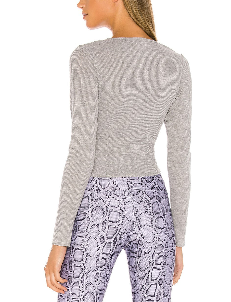 Onzie Long Sleeve Twirl Top 3743 - Heather Grey - rear view