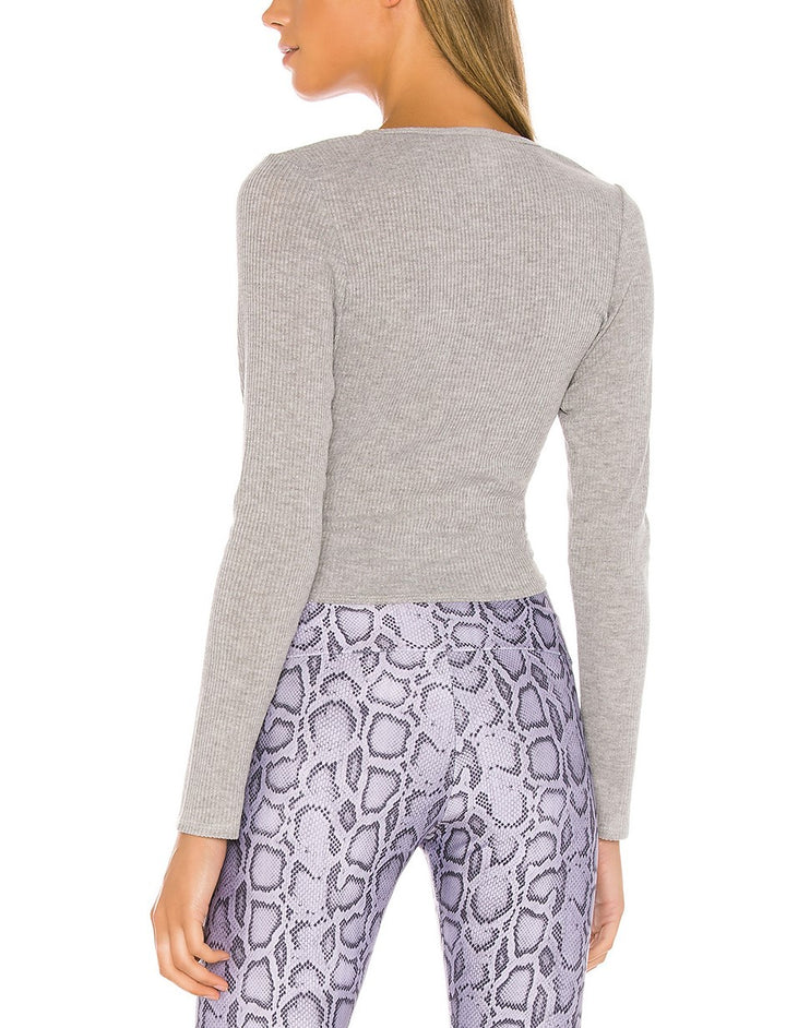 Onzie Long Sleeve Twirl Top 3743 - Heather Grey - rear view