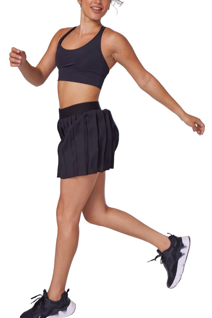 Onzie Pleated Tennis Skirt 2293 - Black - Full Side View