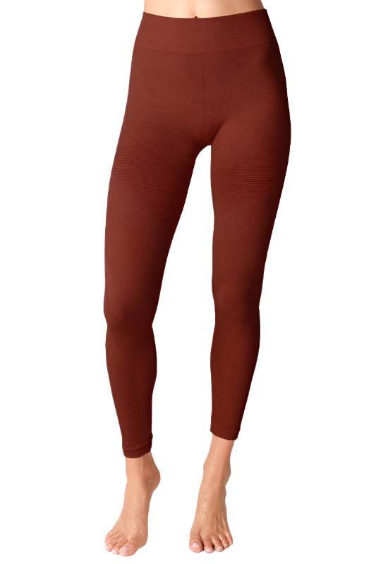 NikiBiki Premium Seamless Moto Jeggings - Vintage Brick - Front View