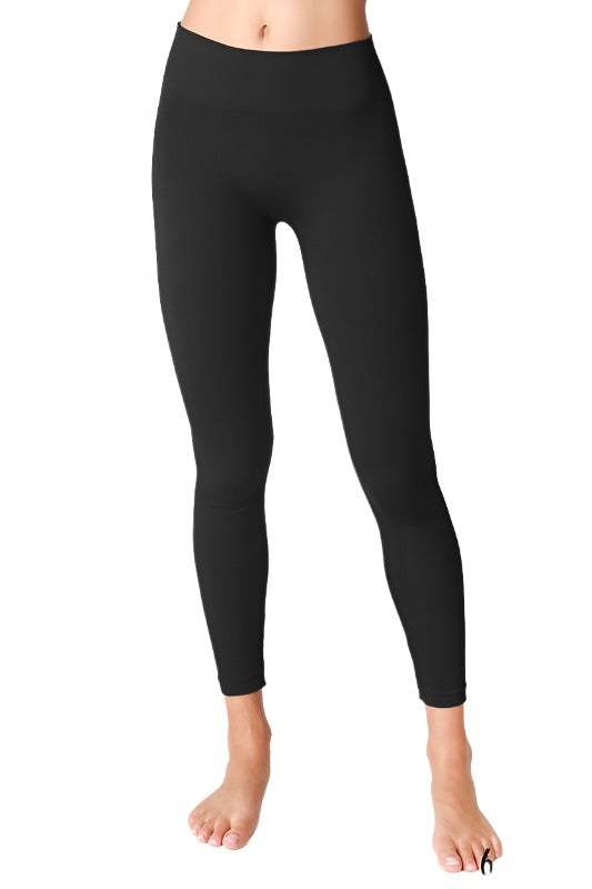 NikiBiki Ribbed Knit Leggings - Black Rib - Front View