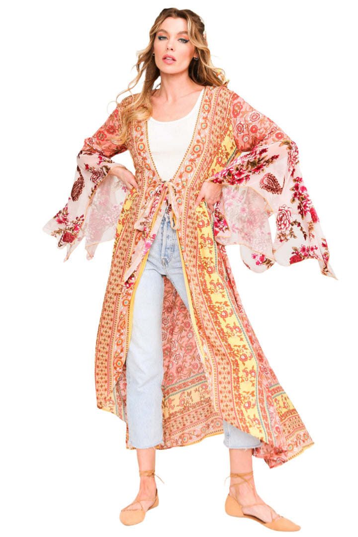 Aratta Silent Journey Roses Kimono - Roses - Front Full View