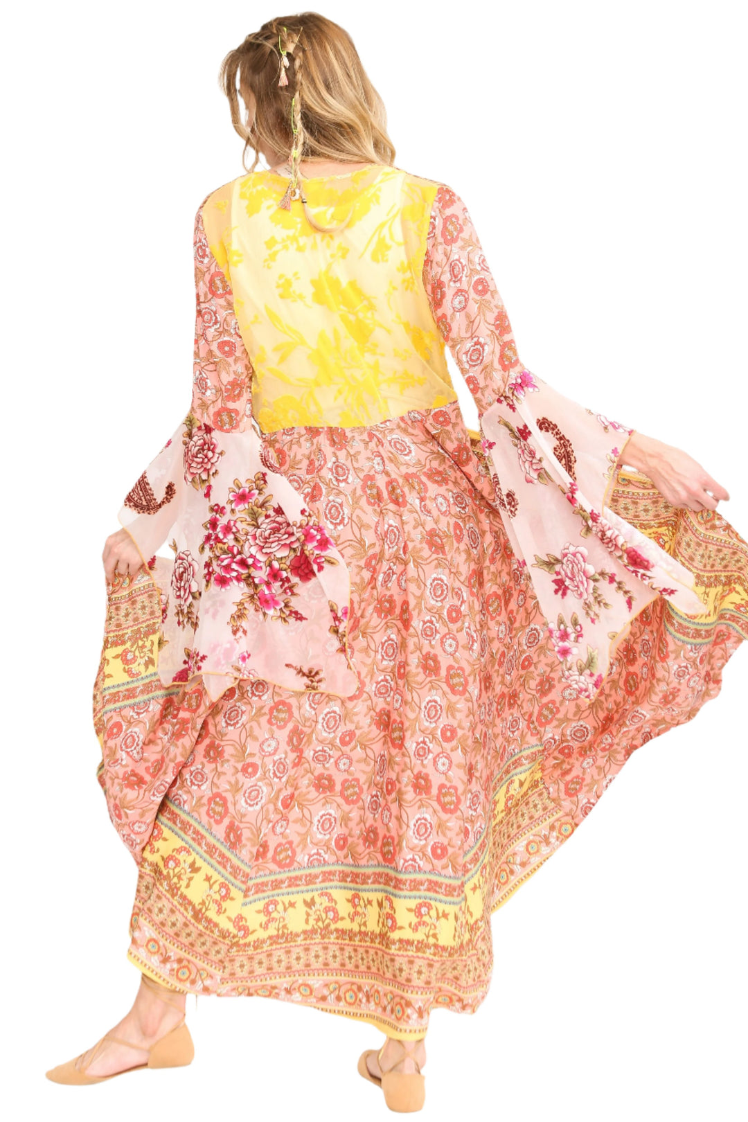 Aratta Silent Journey Roses Kimono - Roses - Back Full View