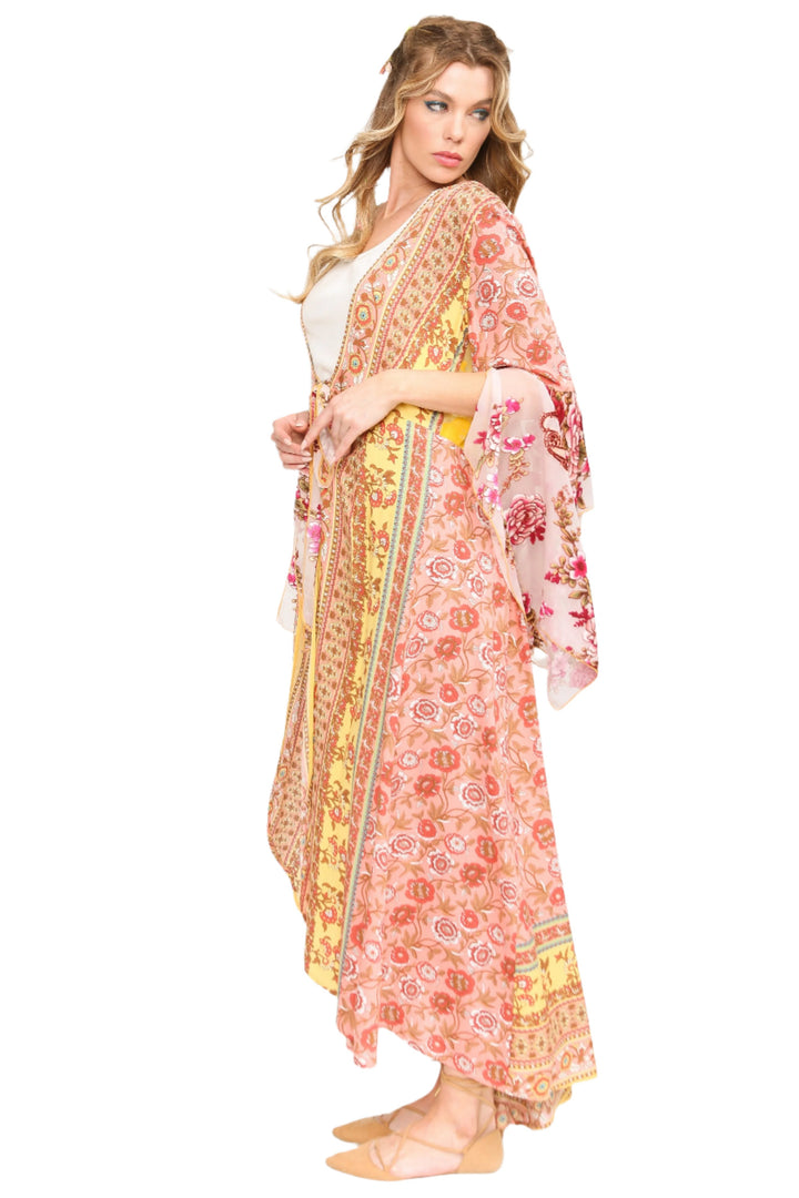Aratta Silent Journey Roses Kimono - Roses - Slide Full View