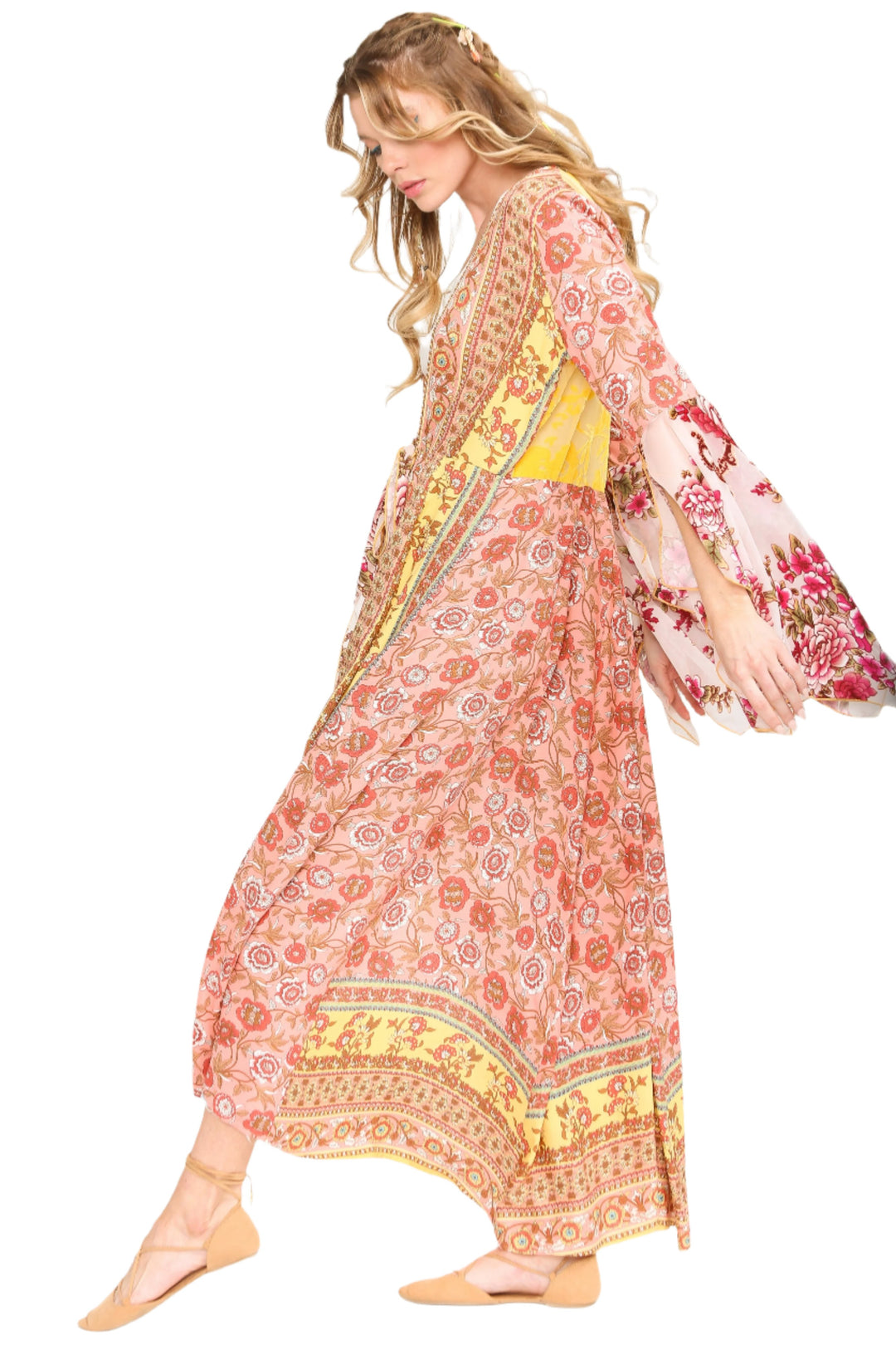 Aratta Silent Journey Roses Kimono - Roses - Side Full View