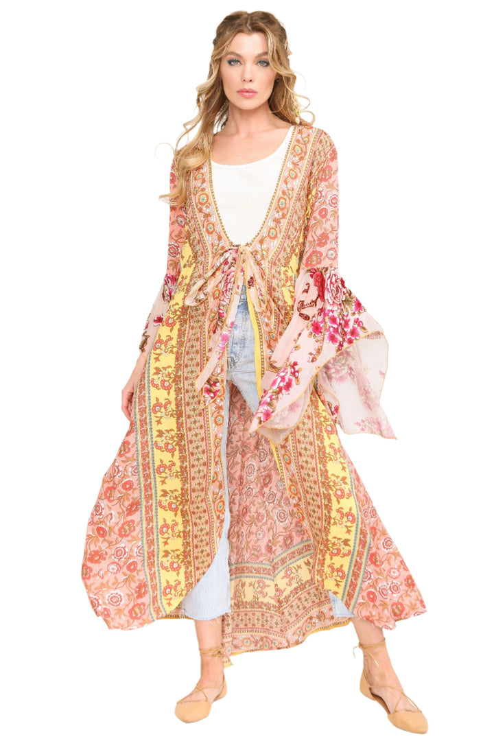 Aratta Silent Journey Roses Kimono - Roses - Front Full View