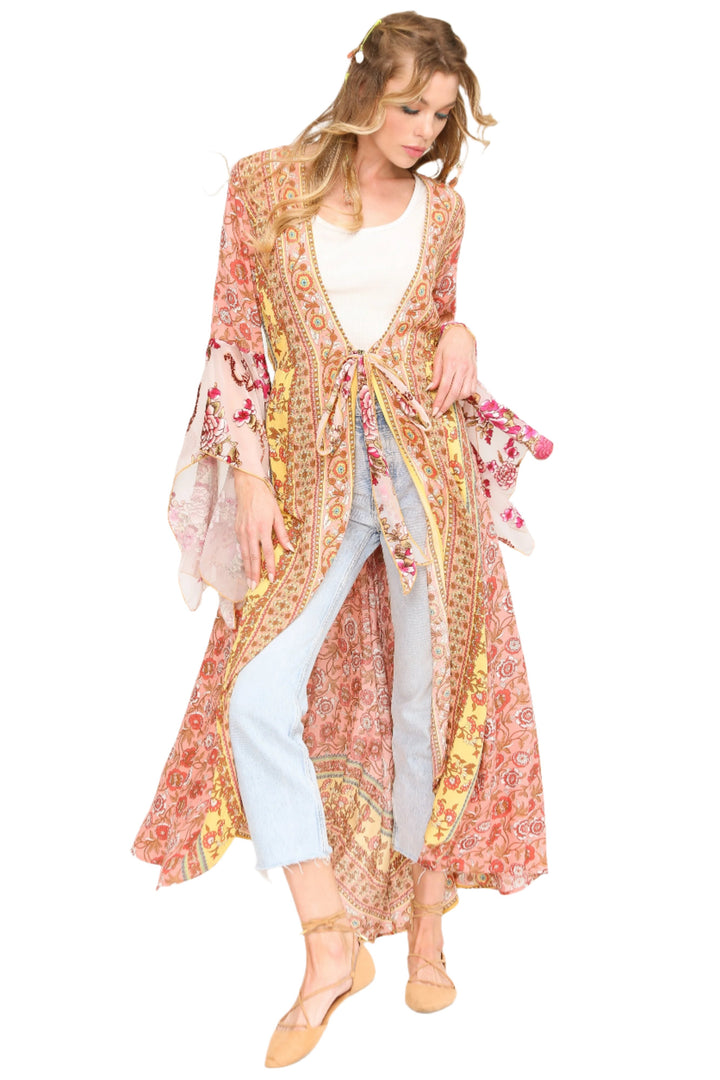 Aratta Silent Journey Roses Kimono - Roses - Front Full View
