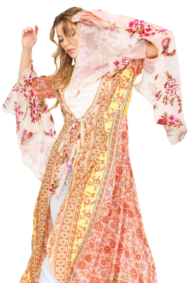 Aratta Silent Journey Roses Kimono - Roses - Front Rear View